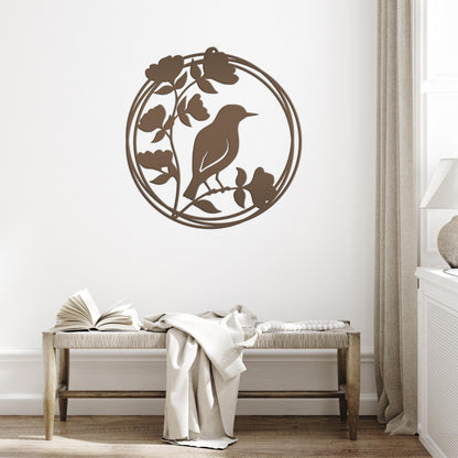 Bird Decor, Round Hanging Sign For Home or Garden, Unique Wall Decoration, Abstract Artwork, Mother's Day Present, Birdwatcher Gift