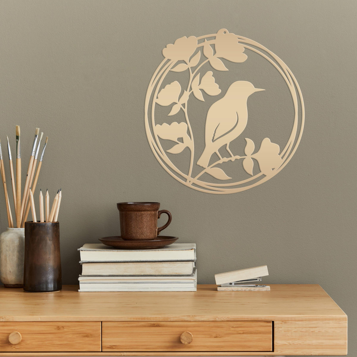 Bird Decor, Round Hanging Sign For Home or Garden, Unique Wall Decoration, Abstract Artwork, Mother's Day Present, Birdwatcher Gift
