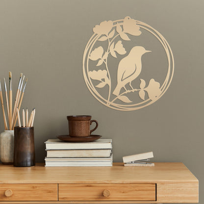 Bird Decor, Round Hanging Sign For Home or Garden, Unique Wall Decoration, Abstract Artwork, Mother's Day Present, Birdwatcher Gift