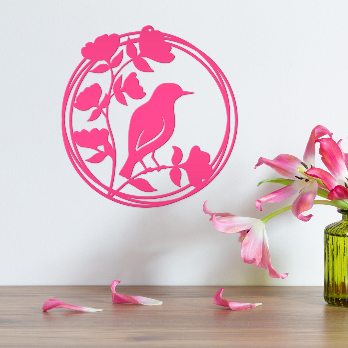 Bird Decor, Round Hanging Sign For Home or Garden, Unique Wall Decoration, Abstract Artwork, Mother's Day Present, Birdwatcher Gift
