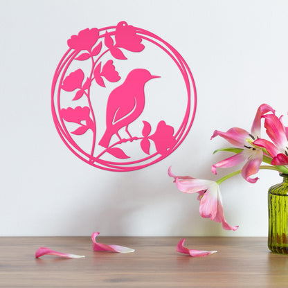 Bird Decor, Round Hanging Sign For Home or Garden, Unique Wall Decoration, Abstract Artwork, Mother's Day Present, Birdwatcher Gift