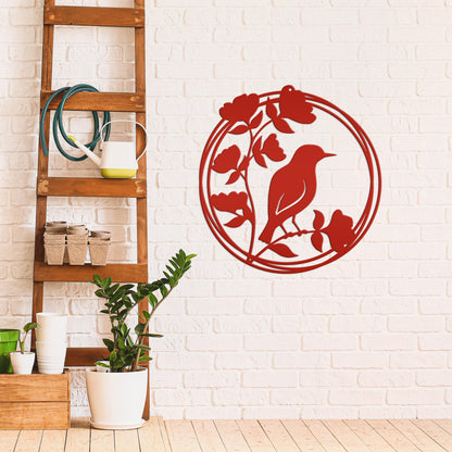 Bird Decor, Round Hanging Sign For Home or Garden, Unique Wall Decoration, Abstract Artwork, Mother's Day Present, Birdwatcher Gift