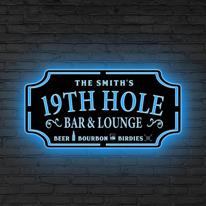 Custom Golf Sign LED Lights, Golfer Name Sign, 19th Hole, Man Cave Sign, Home Bar Decor, Game Room Sign, Fathers Day Gift for him, Golf Gift