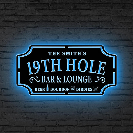 Custom Golf Sign LED Lights, Golfer Name Sign, 19th Hole, Man Cave Sign, Home Bar Decor, Game Room Sign, Fathers Day Gift for him, Golf Gift