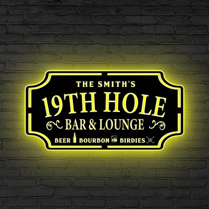 Custom Golf Sign LED Lights, Golfer Name Sign, 19th Hole, Man Cave Sign, Home Bar Decor, Game Room Sign, Fathers Day Gift for him, Golf Gift