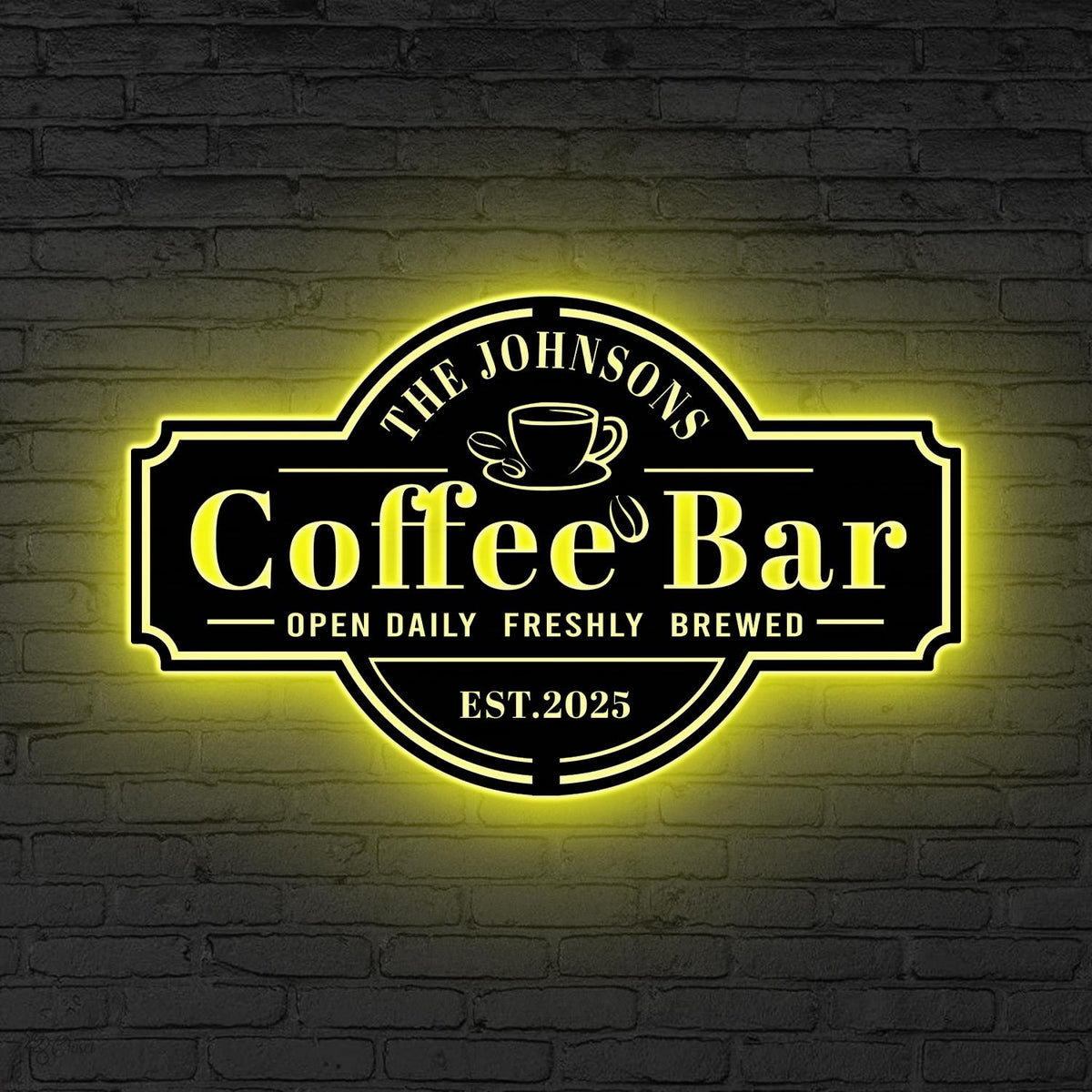 Personalized Coffee Bar Sign for Kitchen LED Lights Custom Coffee Decor Coffee Bar Metal Wall Art Coffee Lover Gift Cafe Shop Sign Cafe Bar