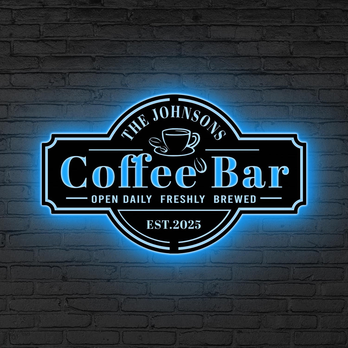 Personalized Coffee Bar Sign for Kitchen LED Lights Custom Coffee Decor Coffee Bar Metal Wall Art Coffee Lover Gift Cafe Shop Sign Cafe Bar