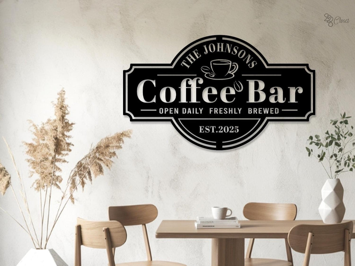 Personalized Coffee Bar Sign for Kitchen LED Lights Custom Coffee Decor Coffee Bar Metal Wall Art Coffee Lover Gift Cafe Shop Sign Cafe Bar