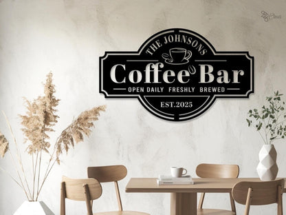 Personalized Coffee Bar Sign for Kitchen LED Lights Custom Coffee Decor Coffee Bar Metal Wall Art Coffee Lover Gift Cafe Shop Sign Cafe Bar