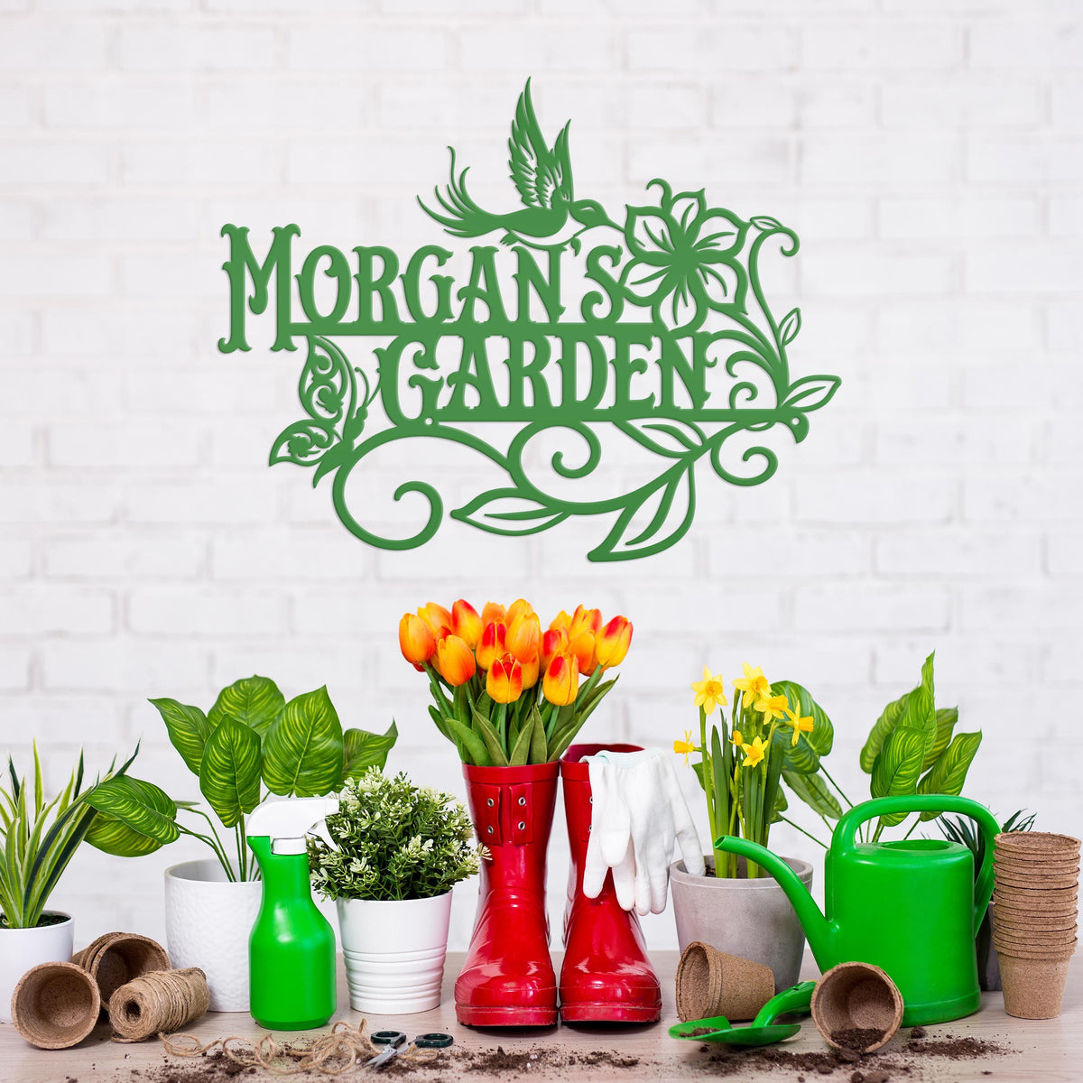 Outdoor Garden sign with Birds and Butterflies, Customizable gift idea, Make it your own,