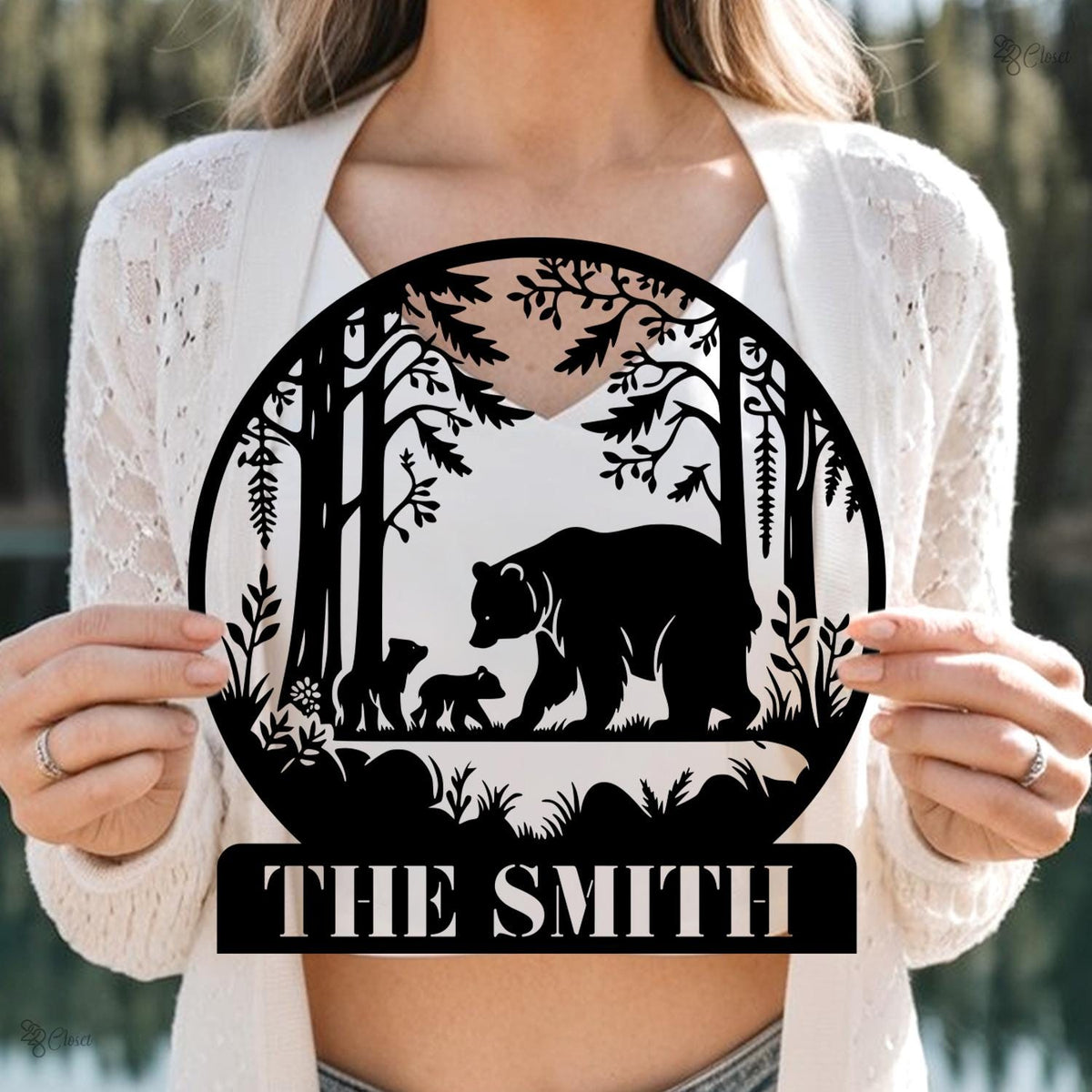 Custom Bear Metal Wall Art, Personalized Cabin Sign, Bear Family Name Sign, Outdoor Decor, Cabin Decor, Dad Gift, Hunter Gift Outdoor Decor