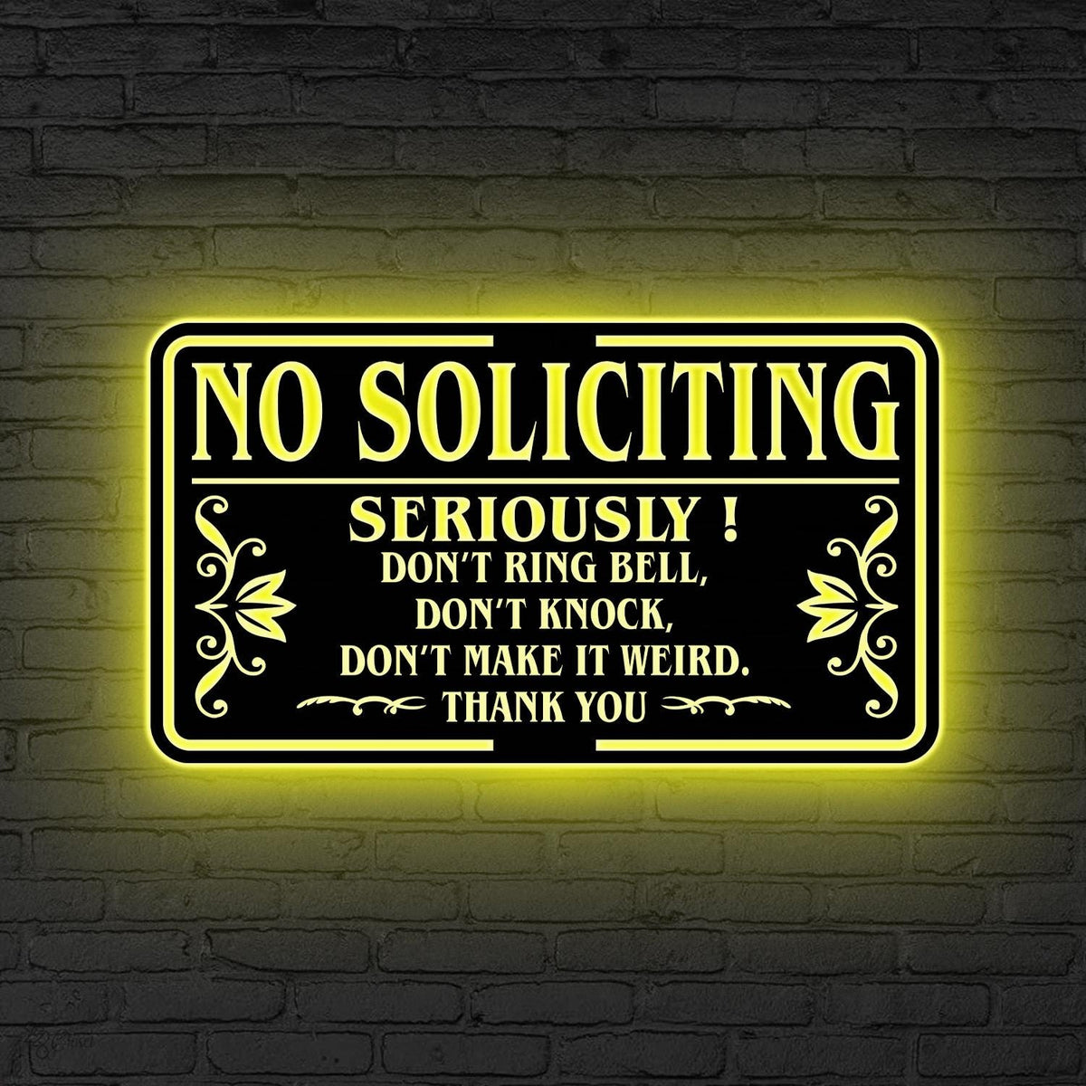 Custom No Soliciting Metal Sign LED Lights, Porch Sign, Soliciting Sign, Private Property, No Trespassing Sign, Front Door Decor Yard Decor
