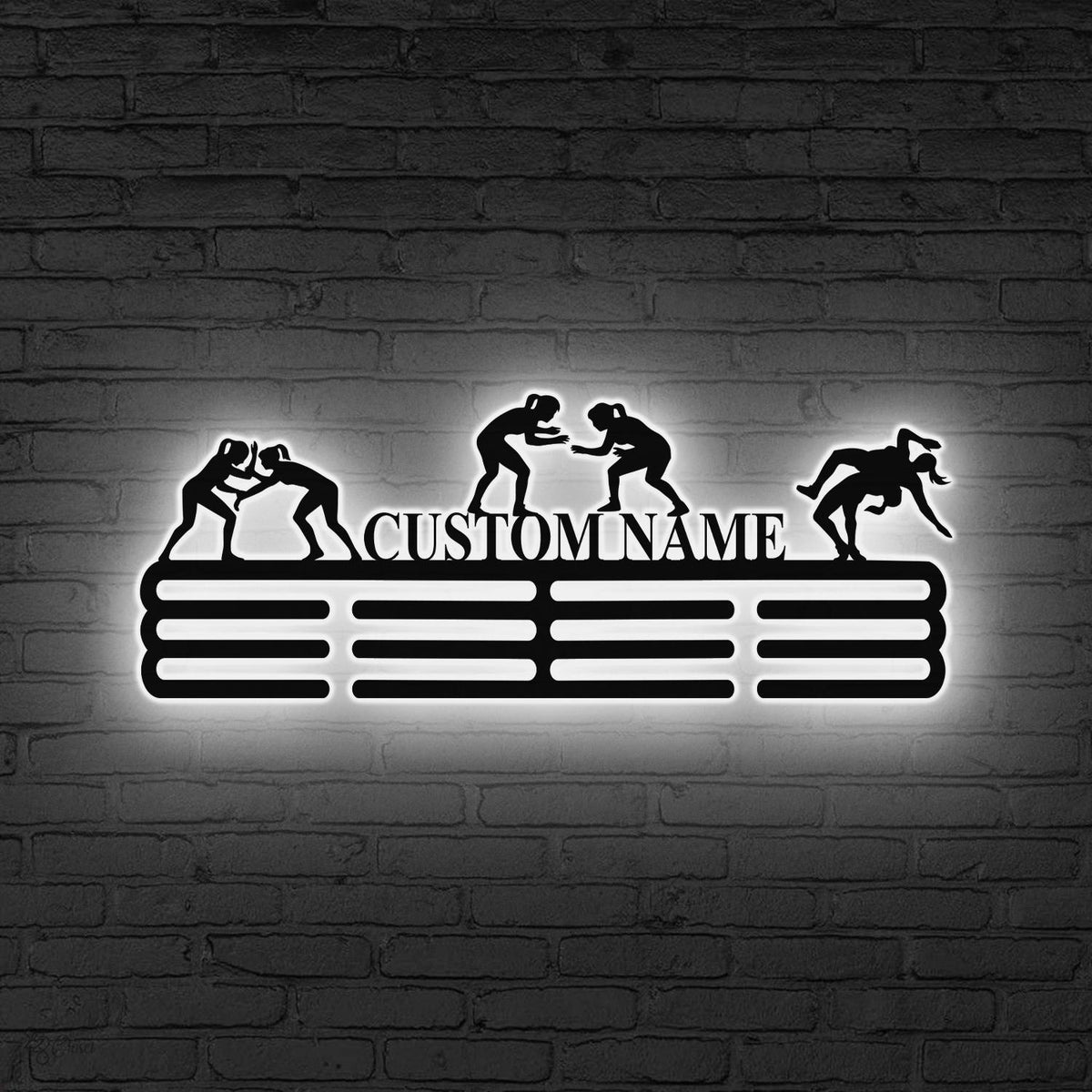 Female Wrestling Medal Holder LED Lights Metal Medal Hanger Medal Display Medal Holder Display Rack for Awards Ribbon Holder Gift for her