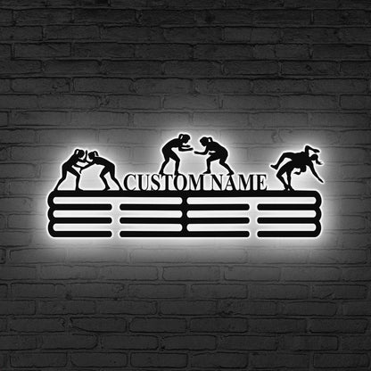 Female Wrestling Medal Holder LED Lights Metal Medal Hanger Medal Display Medal Holder Display Rack for Awards Ribbon Holder Gift for her