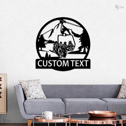 Personalized Ski Lift LED Light Sign, Custom Ski Couple Wall Art, Winter Sports Decor,Ski Lodge Gift,Xmas Gift for Skier, Winter Sports Gift