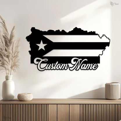 Custom Puerto Rico Flag Metal Sign Led Lights,Puerto Rico Wall Art, Man Cave sign, Puerto Rico Lover Gift, Puerto Rico Flag Decor Dad Gift