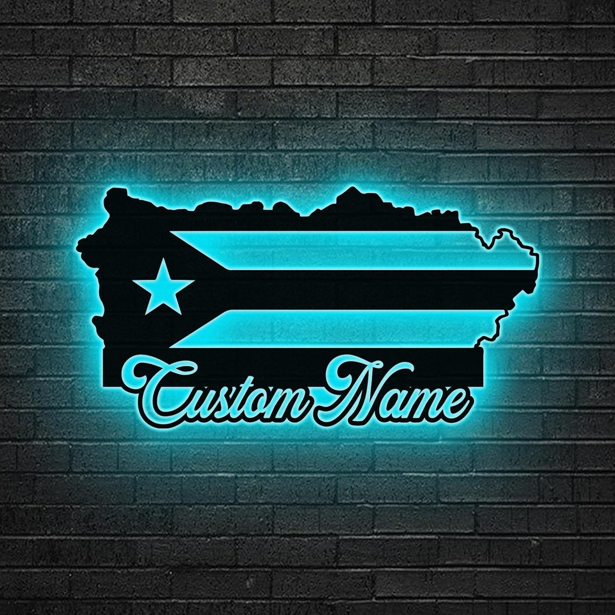 Custom Puerto Rico Flag Metal Sign Led Lights,Puerto Rico Wall Art, Man Cave sign, Puerto Rico Lover Gift, Puerto Rico Flag Decor Dad Gift