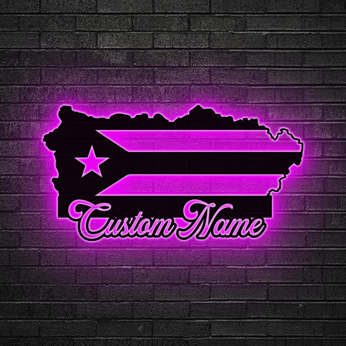 Custom Puerto Rico Flag Metal Sign Led Lights,Puerto Rico Wall Art, Man Cave sign, Puerto Rico Lover Gift, Puerto Rico Flag Decor Dad Gift