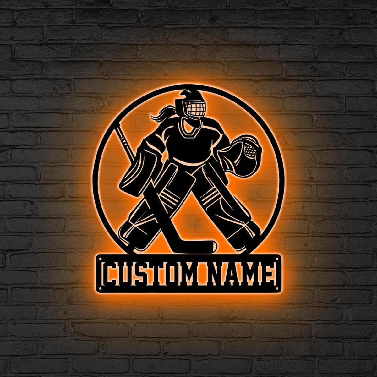 Custom Ice Hockey Metal Wall Art LED Lights, Personalized Hockey Player Name Sign Home Decor Kid Nursery Decoration Christmas Gift for her