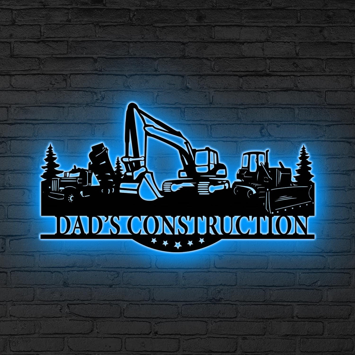 Custom Excavator Digger Construction Truck Metal Wall Art LED Light Heavy Machinery Wall Decor Dump Truck Excavator Bulldozer Sign Dad Gifts