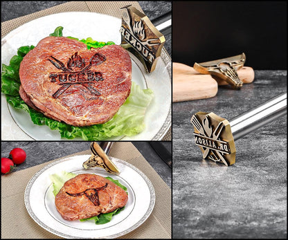 Knife and fork theme logo seal branding iron,Personalized BBQ Branding Iron. Gift for dad.