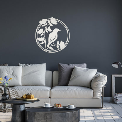 Bird Decor, Round Hanging Sign For Home or Garden, Unique Wall Decoration, Abstract Artwork, Mother's Day Present, Birdwatcher Gift