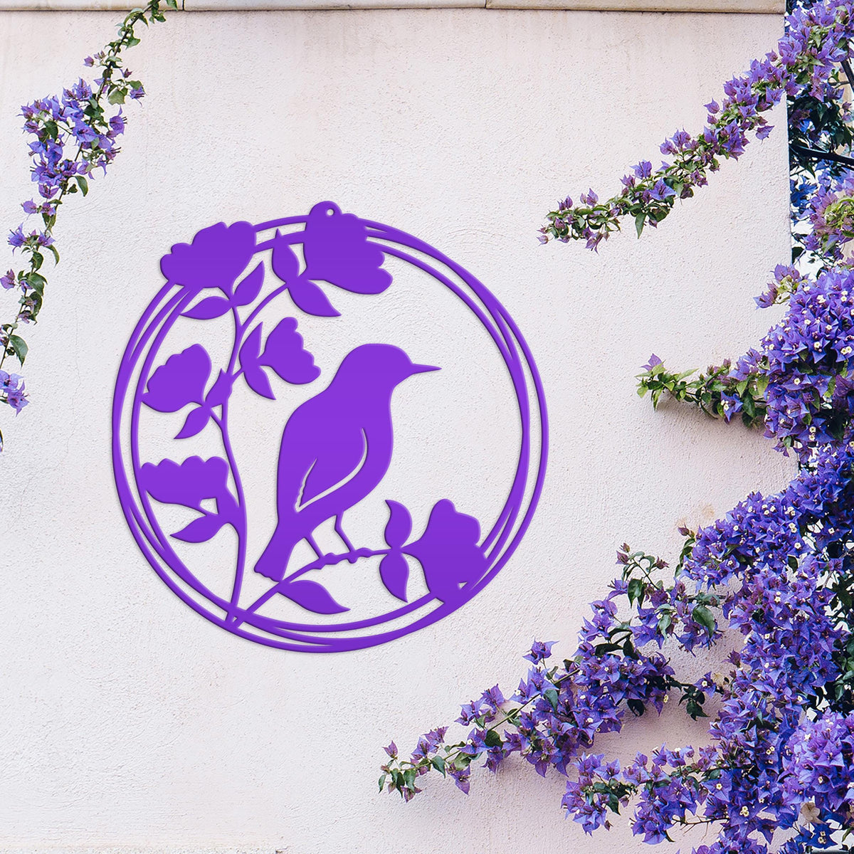 Bird Decor, Round Hanging Sign For Home or Garden, Unique Wall Decoration, Abstract Artwork, Mother's Day Present, Birdwatcher Gift