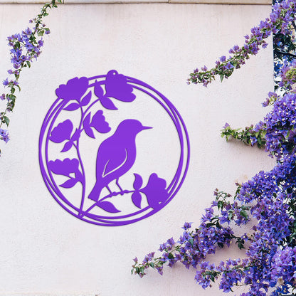 Bird Decor, Round Hanging Sign For Home or Garden, Unique Wall Decoration, Abstract Artwork, Mother's Day Present, Birdwatcher Gift