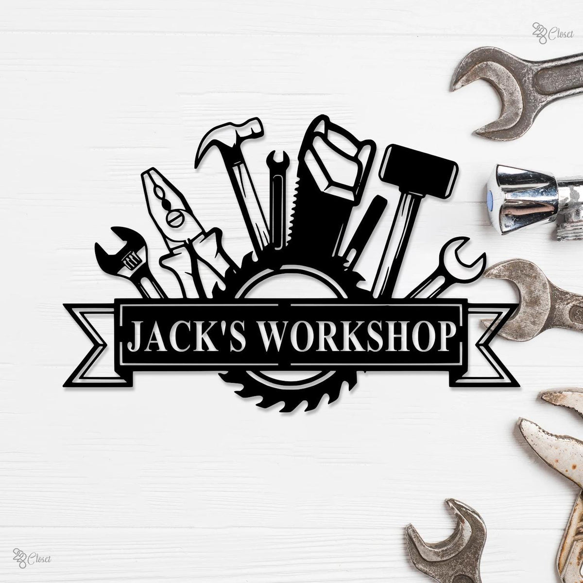 Custom Metal Workshop Sign LED Lights, Dad Gift, Garage Sign, Personalized Man Cave Decor, Mechanic Workshop Sign, Woodshop Garage Decor