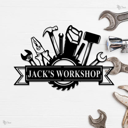 Custom Metal Workshop Sign LED Lights, Dad Gift, Garage Sign, Personalized Man Cave Decor, Mechanic Workshop Sign, Woodshop Garage Decor