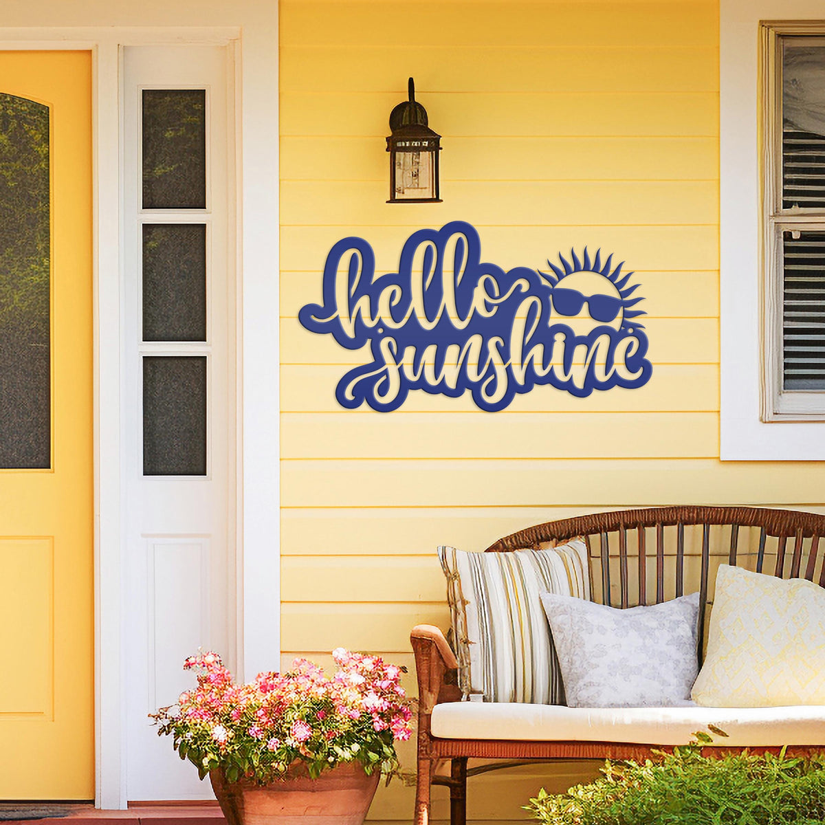 Hello Sunshine Sign, Outdoor Metal Summer Decor
