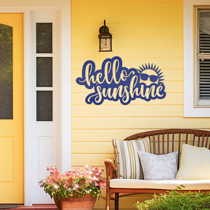 Hello Sunshine Sign, Outdoor Metal Summer Decor