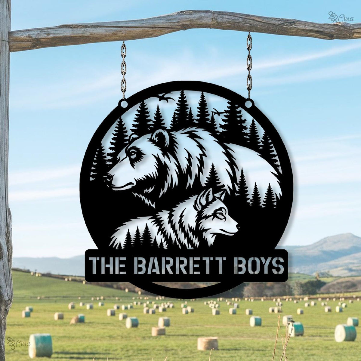 Custom Bear Metal Wall Art, Personalized Cabin Sign, Bear Family Name Sign, Outdoor Decor, Cabin Decor, Dad Gift, Hunter Gift Outdoor Decor