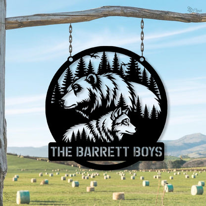 Custom Bear Metal Wall Art, Personalized Cabin Sign, Bear Family Name Sign, Outdoor Decor, Cabin Decor, Dad Gift, Hunter Gift Outdoor Decor
