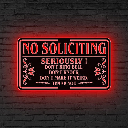 Custom No Soliciting Metal Sign LED Lights, Porch Sign, Soliciting Sign, Private Property, No Trespassing Sign, Front Door Decor Yard Decor