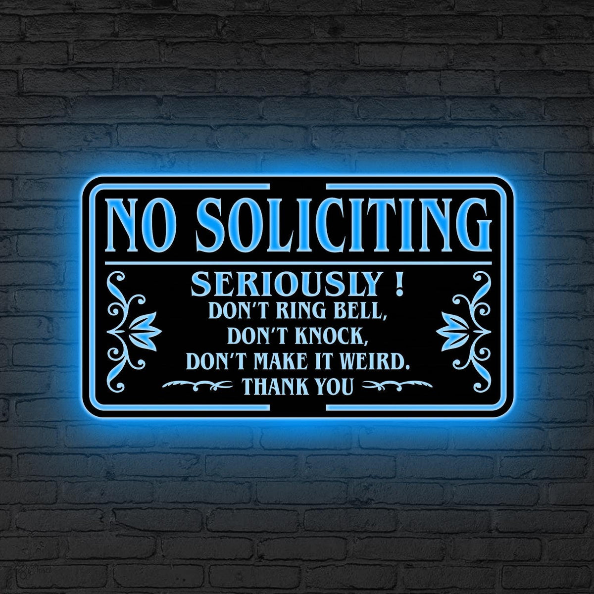 Custom No Soliciting Metal Sign LED Lights, Porch Sign, Soliciting Sign, Private Property, No Trespassing Sign, Front Door Decor Yard Decor