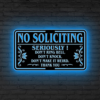 Custom No Soliciting Metal Sign LED Lights, Porch Sign, Soliciting Sign, Private Property, No Trespassing Sign, Front Door Decor Yard Decor