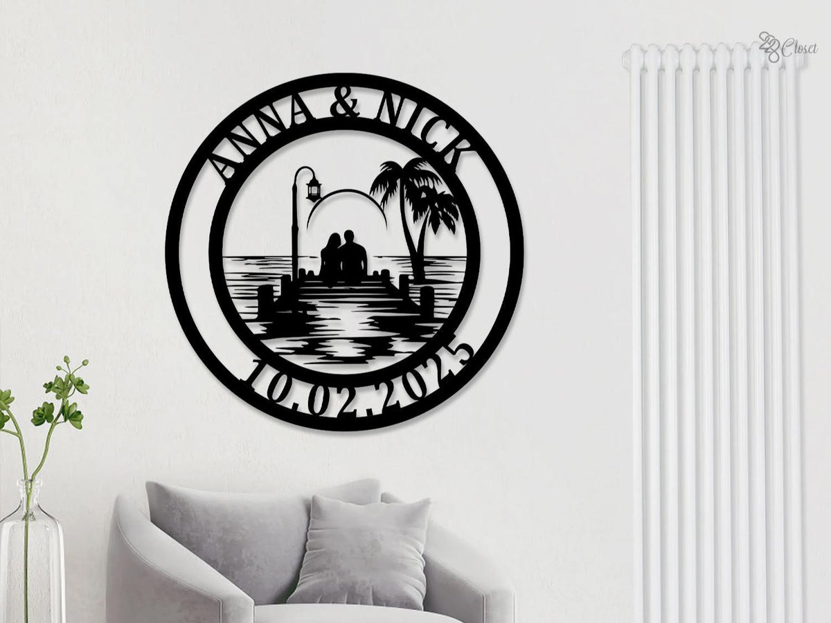 Personalized Romantic Beach Sign LEd Beach House Decor Family Name Sign, Anniversary Gift, Porch Decor, Wedding Gift, Xmas Gift for Couple