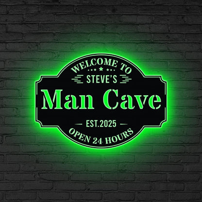 Custom Man Cave Metal Wall Decor LED Lights, Xmas Gift for Dad,Man Cave Decor,Boy Room Decor,Birthday Gift,Basement Bar Sign Home Bar Sign