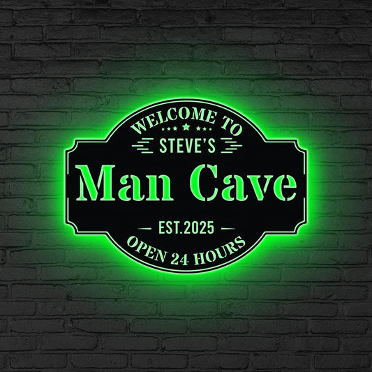 Custom Man Cave Metal Wall Decor LED Lights, Xmas Gift for Dad,Man Cave Decor,Boy Room Decor,Birthday Gift,Basement Bar Sign Home Bar Sign