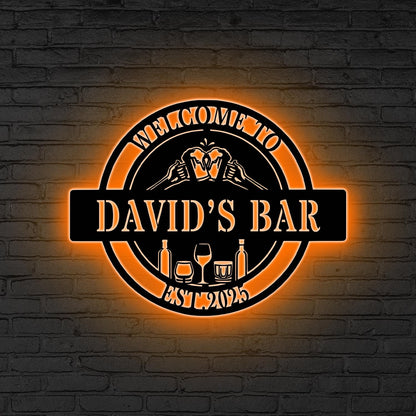 Custom Bar Sign Bourbon Bar LED Wall Decor for Home Pub, Wine Bar, Man Cave Gift Home Bar Decor, Basement Bar Man Cave Decor Gift for dad