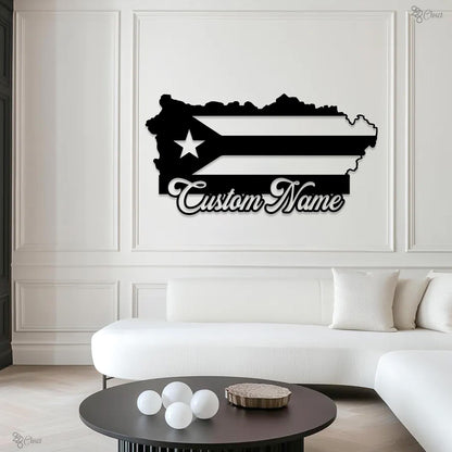 Custom Puerto Rico Flag Metal Sign Led Lights,Puerto Rico Wall Art, Man Cave sign, Puerto Rico Lover Gift, Puerto Rico Flag Decor Dad Gift