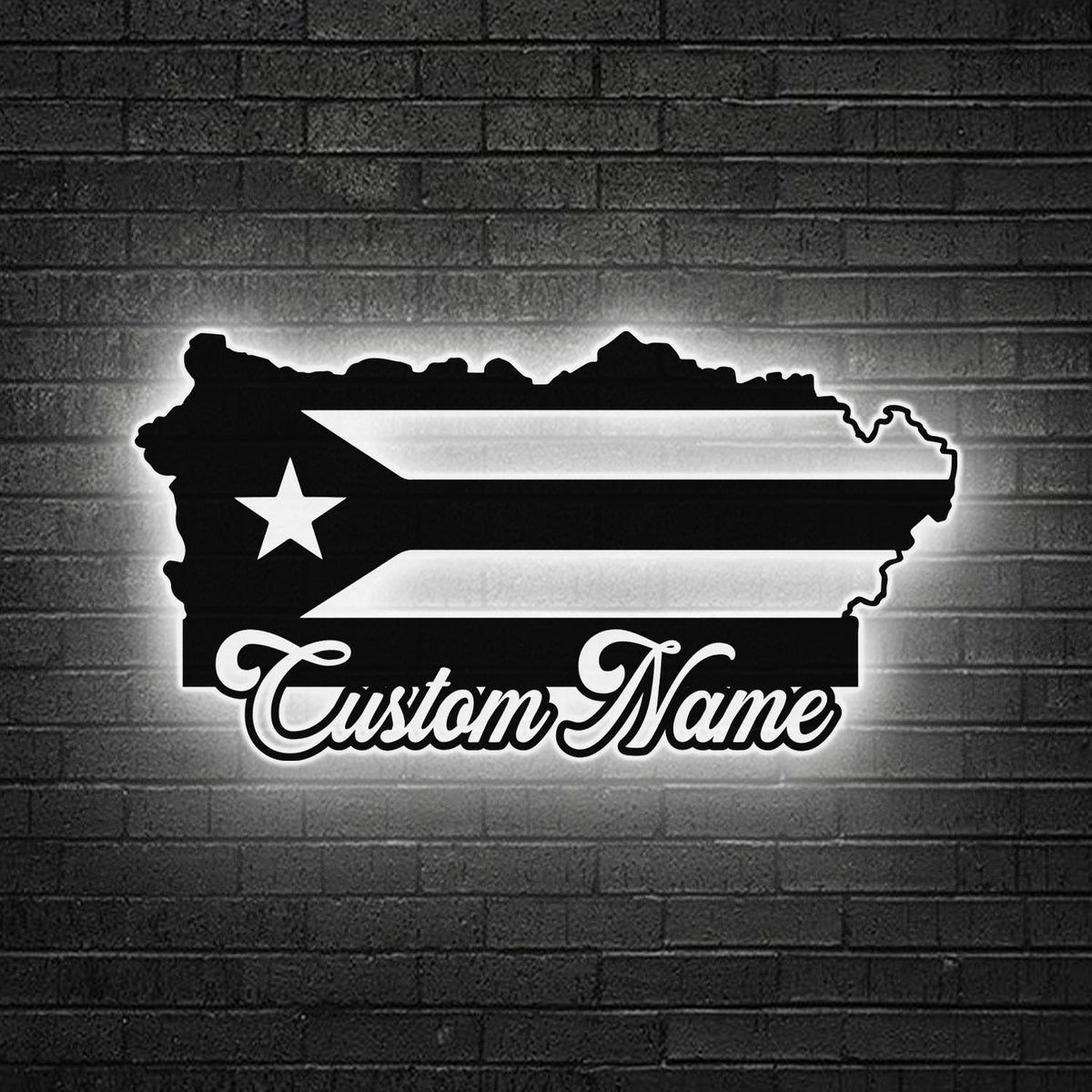 Custom Puerto Rico Flag Metal Sign Led Lights,Puerto Rico Wall Art, Man Cave sign, Puerto Rico Lover Gift, Puerto Rico Flag Decor Dad Gift