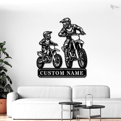 Custom motorcycle Metal Sign, LED Dirt Bike Metal Wall Art, Personalized Biker Name Sign Biker Gift, Gift for son, Sport sign