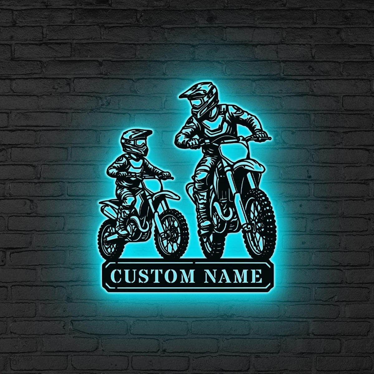 Custom motorcycle Metal Sign, LED Dirt Bike Metal Wall Art, Personalized Biker Name Sign Biker Gift, Gift for son, Sport sign