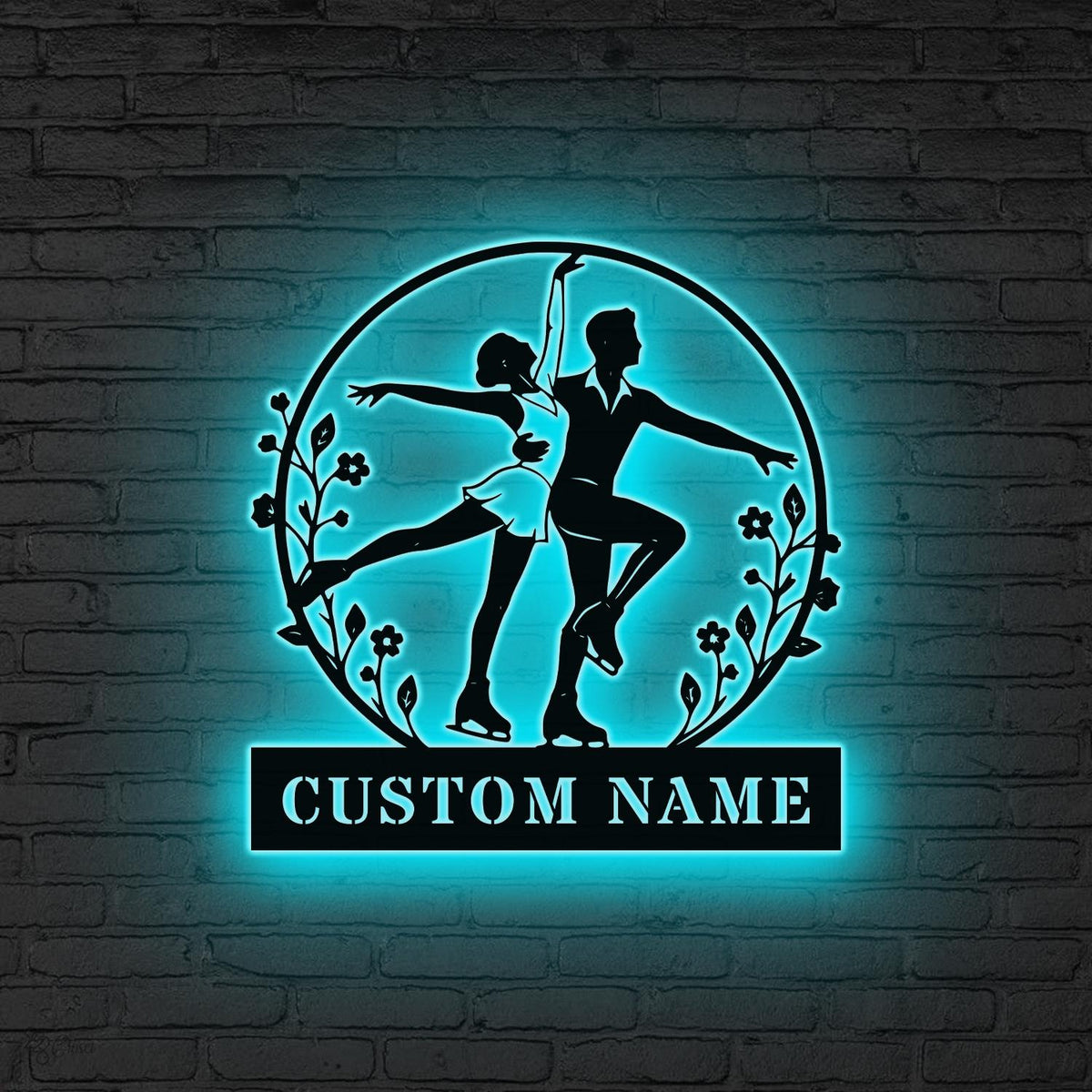 Custom Couple Figure Skating Metal Wall Art LED Light, Skater Gift, Gift For Couple, Gift for girl, Home Decor