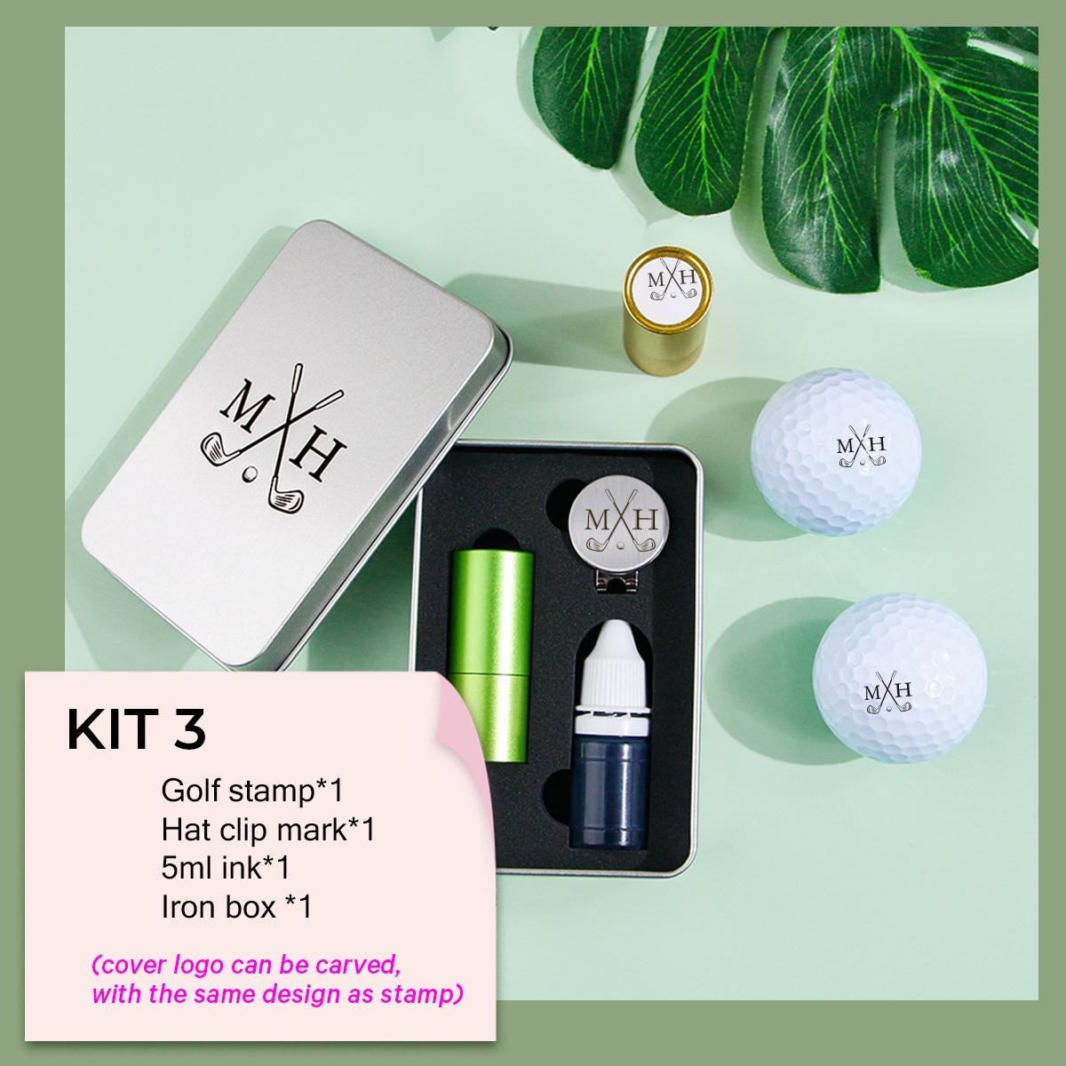 Personalized Golf Ball Stamp, Christmas or Father's Day Gifts For Golfers, Golf Gift for Daddy, Custom Monogram Name Golf Ball Marker