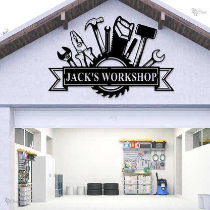 Custom Metal Workshop Sign LED Lights, Dad Gift, Garage Sign, Personalized Man Cave Decor, Mechanic Workshop Sign, Woodshop Garage Decor