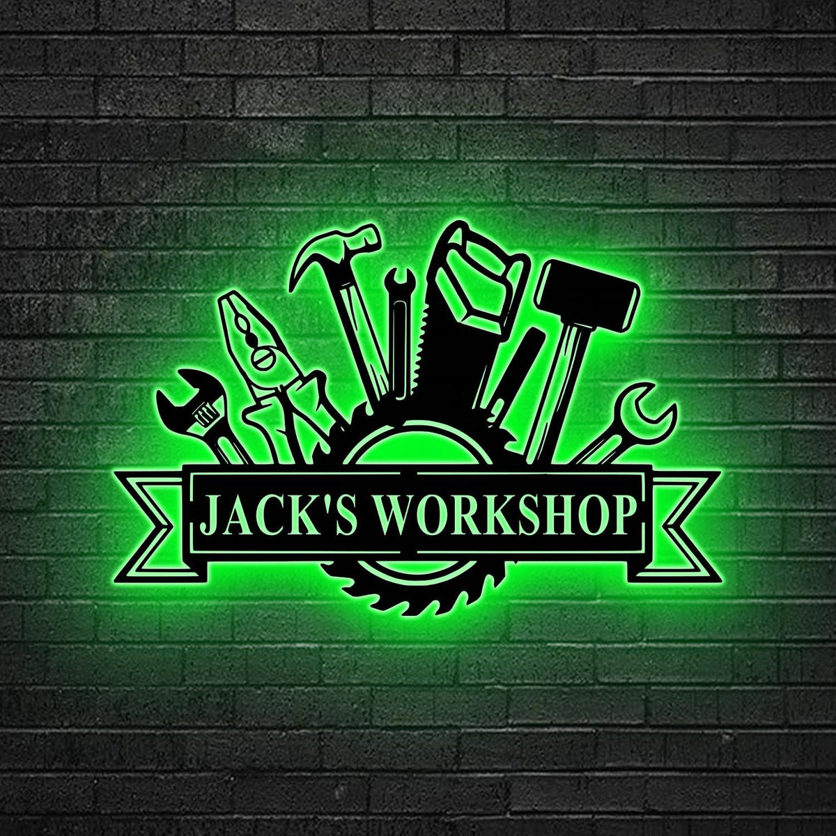 Custom Metal Workshop Sign LED Lights, Dad Gift, Garage Sign, Personalized Man Cave Decor, Mechanic Workshop Sign, Woodshop Garage Decor