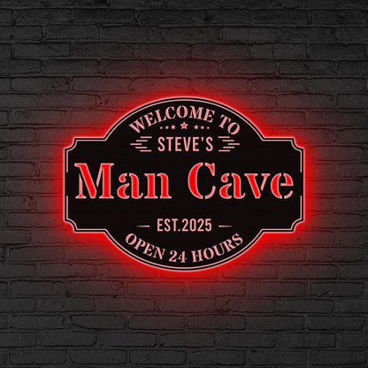 Custom Man Cave Metal Wall Decor LED Lights, Xmas Gift for Dad,Man Cave Decor,Boy Room Decor,Birthday Gift,Basement Bar Sign Home Bar Sign